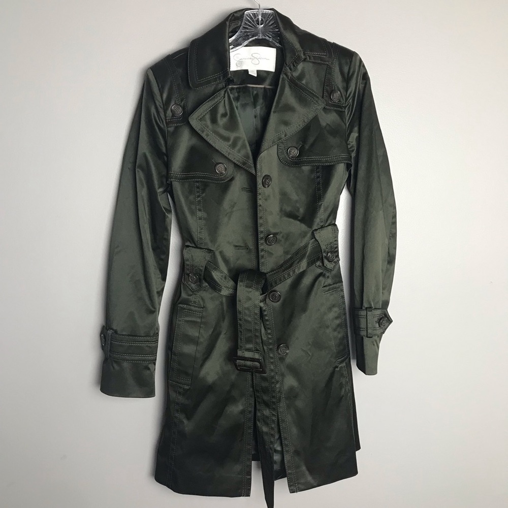 Jessica Simpson Olive Trench Coat Rain Jacket M